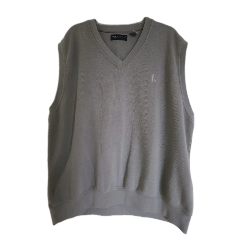 Page & Tuttle Mens Vest Gray V-Neck Sleeveless Sweater Golf Cothing